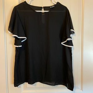 SHEIN Black Blouse with White Trim